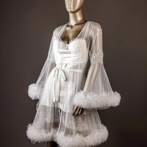 طقم قطعتين ساتان روب شيفون